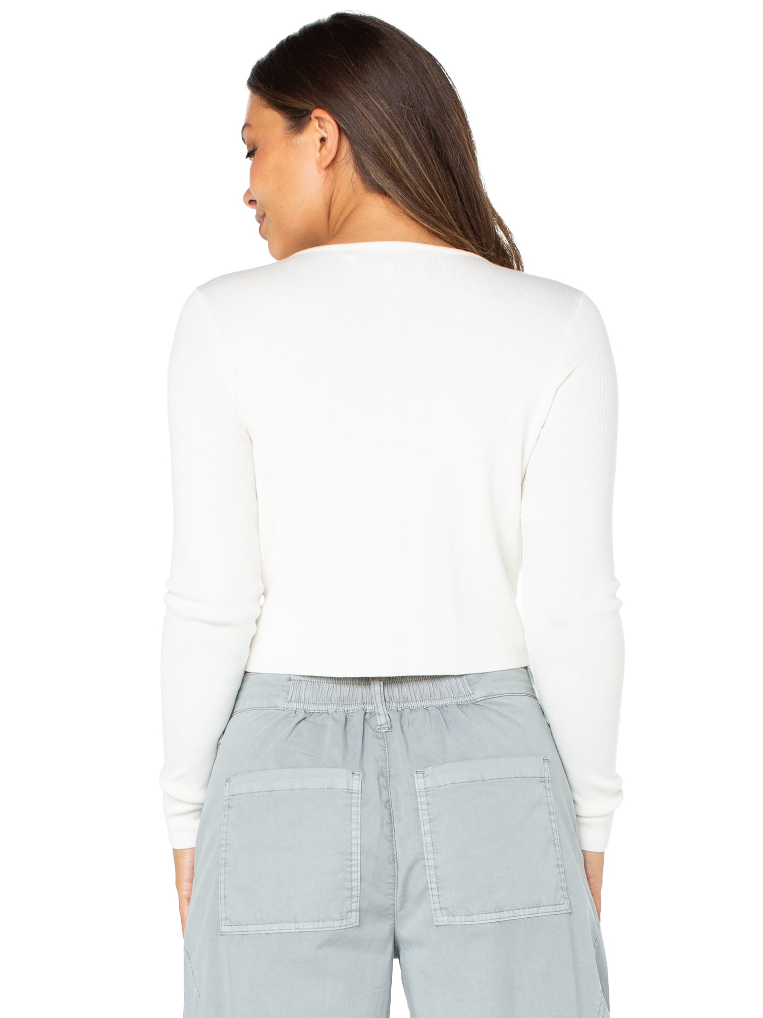 Celebrity Pink Women’s Cropped Cardigan with Long Sleeves, Sizes XS-4XL