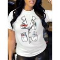 thumbnail image 1 of Camiseta para mujer Suave Transpirable veranoWomen's Casual Crew Neck T-Shirt with Chemical Lab Coat Print, 100% Polyester Knit Fabric, All-Season Short Sleeve Tee, Regular Length - Fashionable Wome, 1 of 7