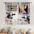 thumbnail image 4 of Farmhouse Kitchen Curtains, Rustic Farm Animals Wild Flower Printed Pig Cow Floral Patterned Rural Country Style Window Curtains for Cafe Bedroom Living Room 2 Panels, 42"x63" Inch, 4 of 6