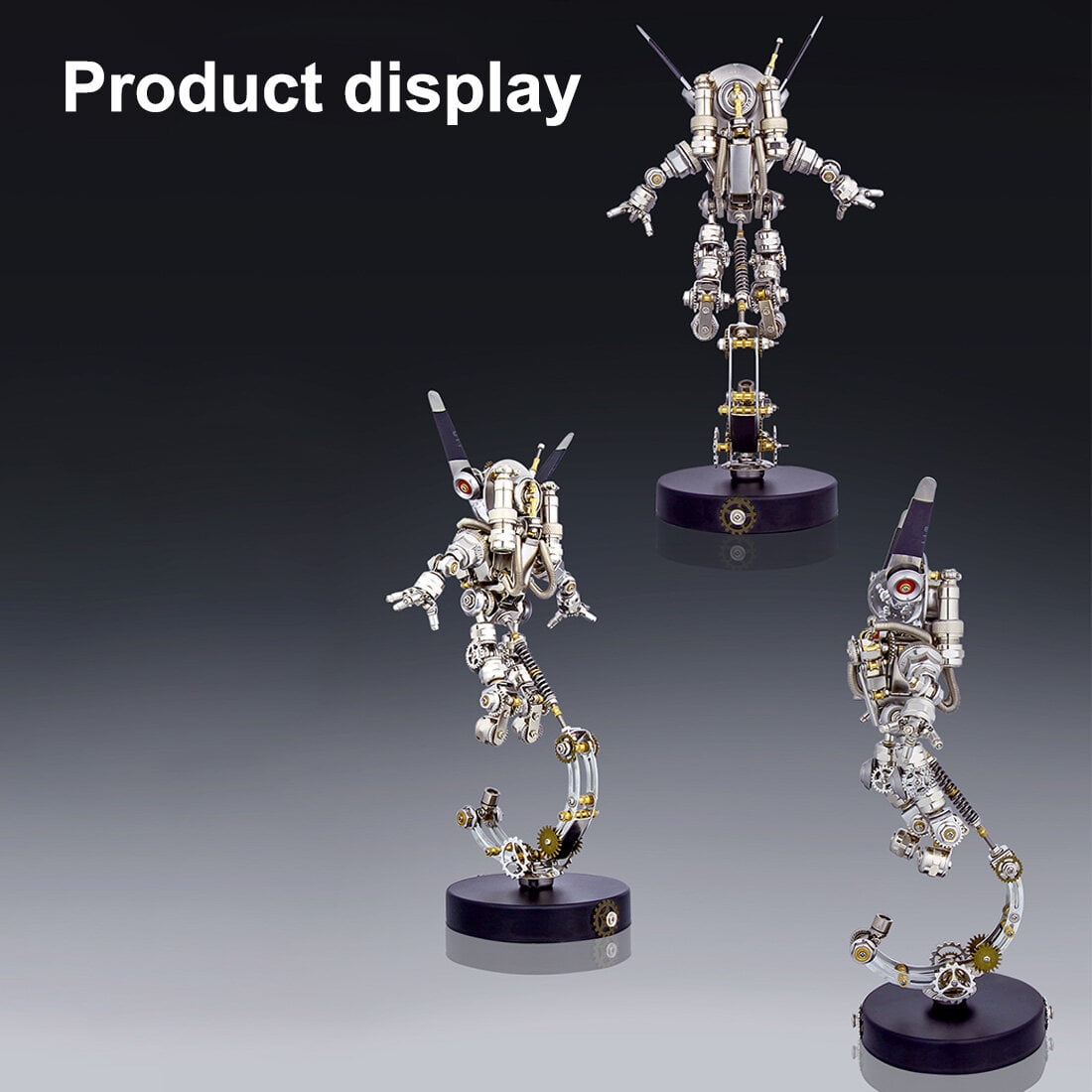 3D Metal Puzzle Model Kit, 500+PCS Metal Mechanical Aerospace Rabbit with LED Lights & Display Stand, Unique Desktop Decor & Creative Gift for Teens & Adults