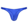 thumbnail image 4 of Traje de baño para hombre, traje de baño brillante con bolsa abultada, tangas, ropa interior de Color sólido, calzoncillos de cintura baja, bragas inferiores para tomar el sol, 4 of 5