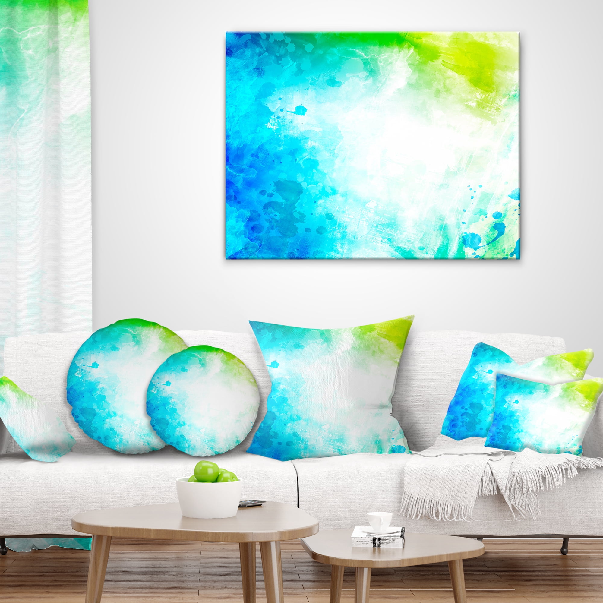 Designart Abstract Watercolor Art - Abstract Throw Pillow - 16x16