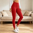 thumbnail image 2 of Plus Size Leggings for Women, High Waisted Black Super Soft Yoga Pants with Pockets, Petite to Plus Size Womens Leggings Non See Through, Workout Running Daily | TruHer,Red XL, 2 of 9