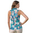 thumbnail image 2 of KEIAHUAN Floral Print V Neck Sleeveless Golf Shirts for Women Casual Elastic Racerback Athletic Shirts Moisture Wicking Quarter Zip Workout Tennis T-Shirt Size M, 2 of 7