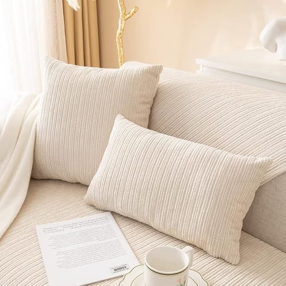 Eryueer 1PC Sofa Pillowcase - Solid Soft Stretch Throw Pillow Covers 18 x 18 Inch 45 x 45 cm Square Throw Pillow Case for Couch Sofa Home Decoration (Milk White, Pillowcase 45x45 cm)
