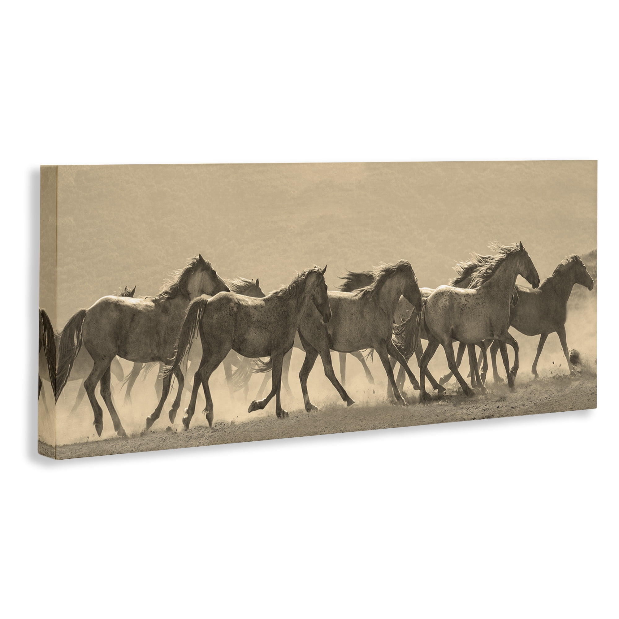 Stupell Industries Western Horses Gallop Animals Photography Wrapped Canvas Art Print Wall Art, 40 x 17