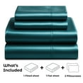 thumbnail image 4 of Satin Sheets California King [4-Piece, Teal] Luxury Silky Bed Sheets - Extra Soft 1800 Microfiber Sheet Set, Wrinkle, Fade, Stain Resistant - Deep Pocket Fitted Sheet, Flat Sheet, Pillow Cases, 4 of 8