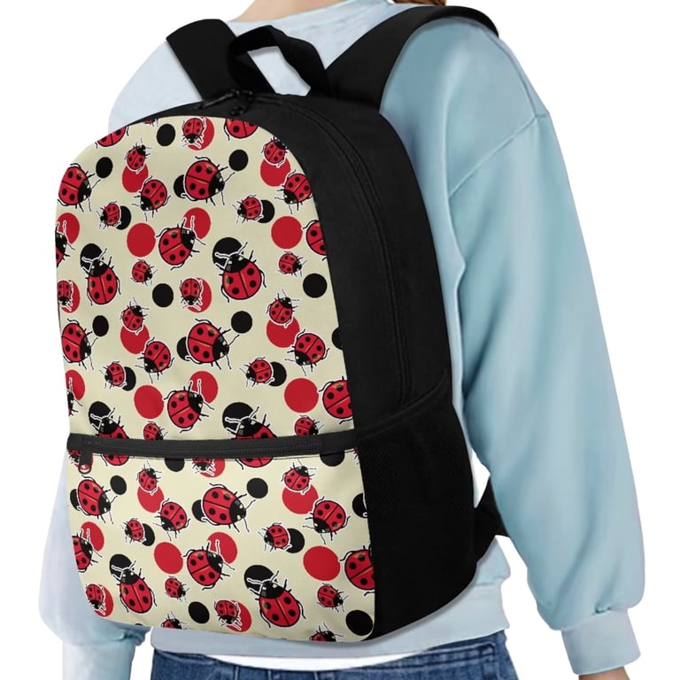 Y2K 90s Velveteen‎ Polka Dot Ladybug Backpack Purse Red Black Zipper Y2K 90s Velveteen Polka Dot Ladybug Backpack Purse Red Black  main image 4
