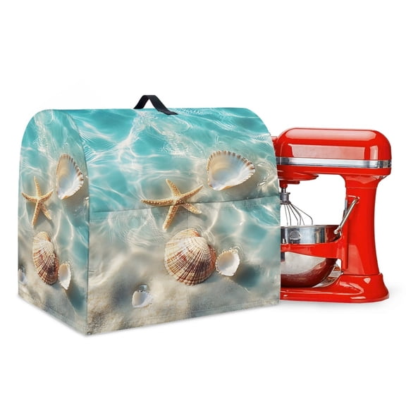 FOR U DESIGNS Starfish Seashell Stand Mixer Cover compatible with Kitchen Aid Mixer Portable Mixer Dust Covers Multi Pockets Compatible with Kitchen Aid 6-8 Quart Bowl Lift - L