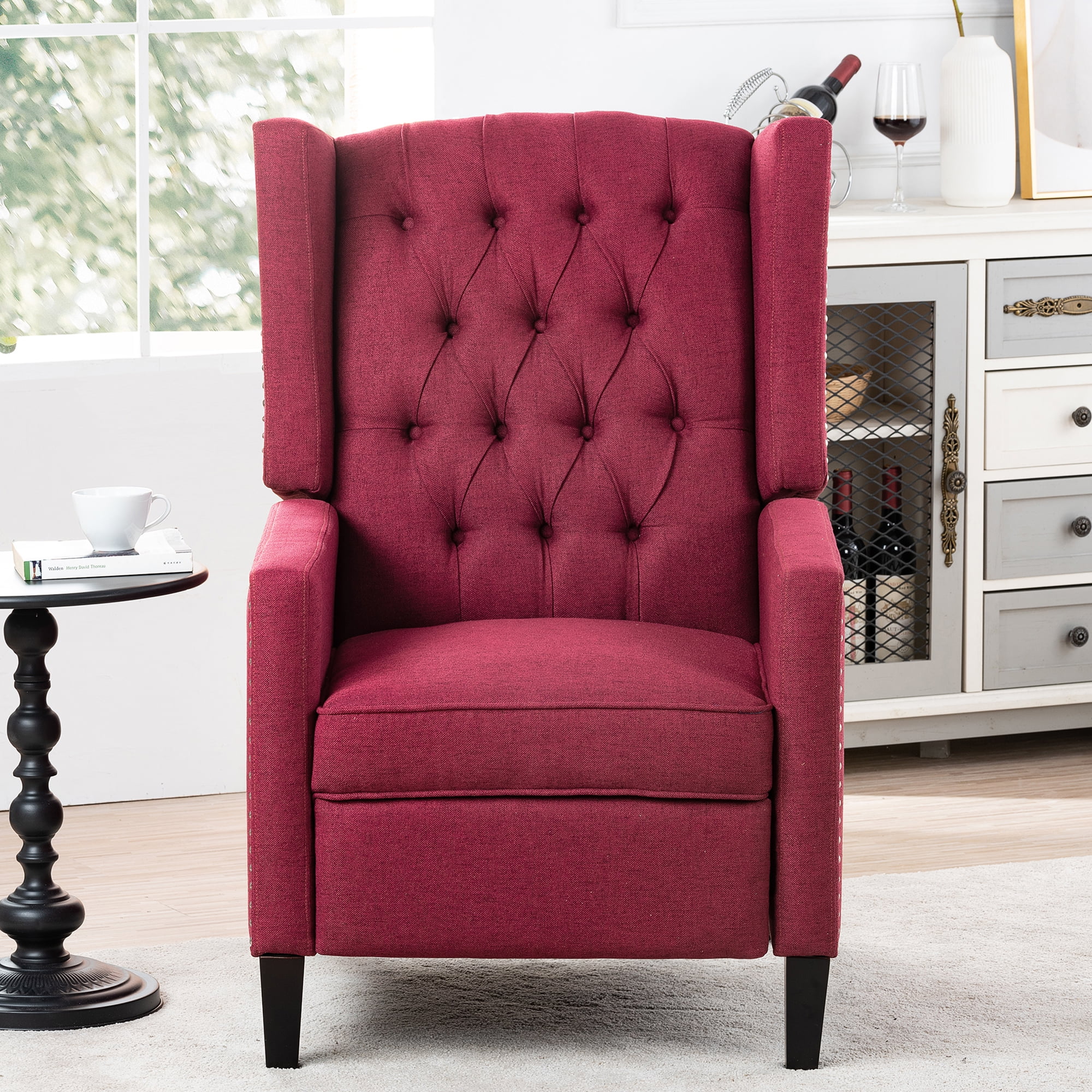 Recliner Chair Living Room Chairs with Arms Adjustable Single Reclining Sofa Home Theater Seating Arm Chair with Thick Padded Seat Footrest