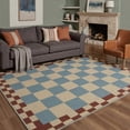 thumbnail image 2 of 2x3 Area Rug Non Slip Backing, Machine Washable Low Pile Indoor Doormat, Small Print Pattern Floor Mat for Front Door Entrance, Hallway, Kitchen and Bathroom, Checkerboard, Dusty Blue, 2 of 5