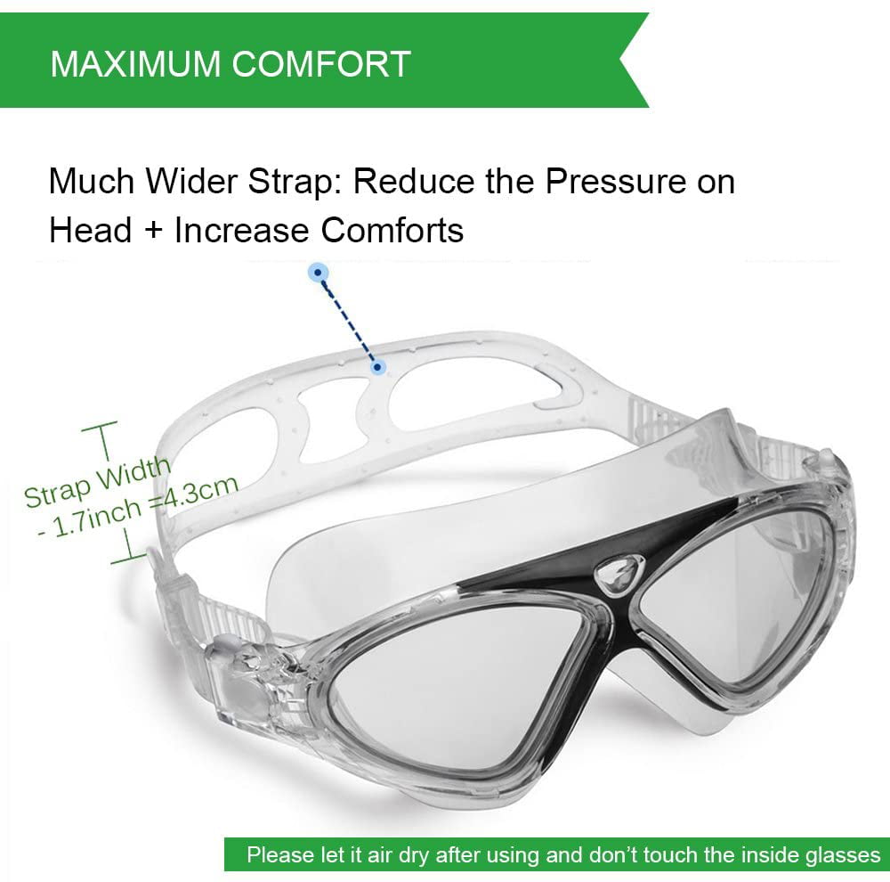Swimming Goggles,Adult Swim Goggles Anti Fog No Leakage Clear Vision UV Protection Anti Slip Easy to Adjust Comfortable Silicone Skirt,Professional Swim Goggles for Men and Women 