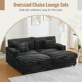 thumbnail image 5 of 83.5" Oversized Chaise Lounge Sofa with USB Ports and Cup Holders, Upholstered Sleeper Sofa with Two Supportive Pillows, 2 Seat Comfy Couch Sofa for Living Room, Black, 5 of 9