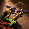 thumbnail image 5 of PLPPYFS Vintage Happy Halloween Decorations Sign, Pumpkins Ghost Wood Wreath for Front Door Porch Window Wall Hanging Decor, Black Orange Spooky Decoration for Party Home, 5 of 7