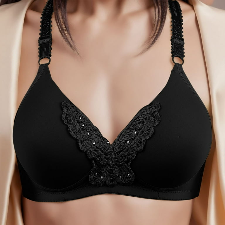 EHQJNJ Push up Bralette for Small Chest Women's Front Side Buckle Lace Edge  Without Steel Ring Movement Seamless Gathering Adjustment Yoga Sleep Large