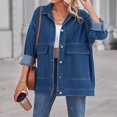 thumbnail image 5 of Vedolay Womens Business Casual Blazer Zip Front Baseball Bomber Jacket Long Sleeve Outerwear Blue,S, 5 of 5