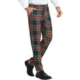thumbnail image 4 of Pantalones de traje clásicos de ajuste regular de cuadros para hombre Inspire Chic, con frente plano y cintura elástica, 36 Rojo Marino, 4 of 7