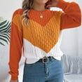 thumbnail image 6 of ZRGHAOYLQ Color Block Knit Sweater for Women Long Sleeve Chunky Pullover Sweaters Fashion 2025 Winter Shirts Cozy Soft Crew Neck Jumper Top Casual Warm Tops, 6 of 8