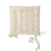 My Infinity Store 16" Plush Square Tufted Chair Pad/Cushions Tie-Backs (Beige Natural, 2 Piece)