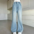 thumbnail image 7 of Kids Jean Trousers Girls 10-12 Loose Relaxed Faux Denim Pants Elastic Waist Wide Leg Jeans Light Blue,9 Years, 7 of 7