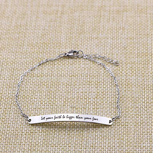Joycuff Encouragement Jewelry for Girls Inspirational Identification  Bracelet Graduation Gift Engraved Let Your Faith Be Bigger Than Your Fear