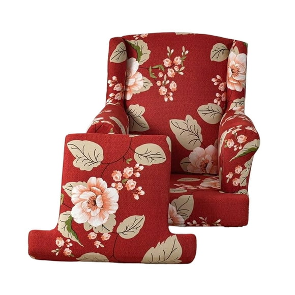 Polyester Wingback Chair Cover Sofa Cover Armchair Slipcovers Dining Chair Cover Red