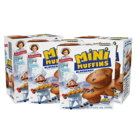 Little Debbie Blueberry Mini Muffins, 20 Travel Pouches Of Bite Size Muffins Baked With Real Blueberries (4 Boxes)