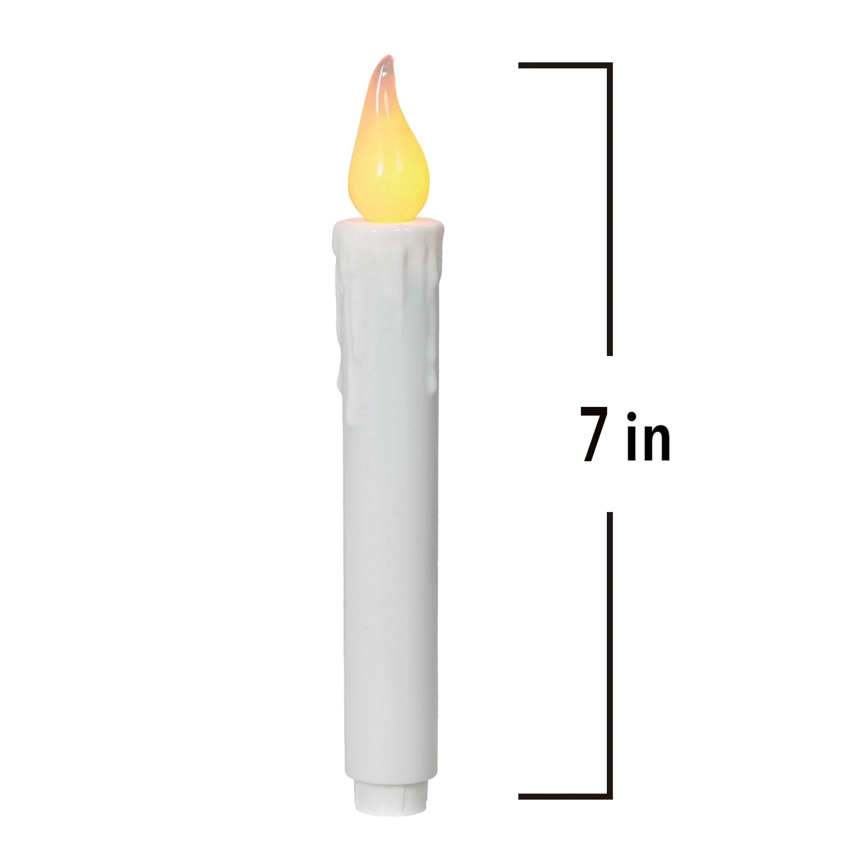Indoor Battery-Operated LED Flameless Hanging Christmas Taper Candles, White, 7", 6 Count, by Holiday Time