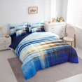 thumbnail image 2 of spefrowx Abstract Coastal Seascape Queen Bedding for Women Men, Blue Gradient Seagull Bedding Comforter Set Queen, Navy Reversible, 7pcs, 2 of 6