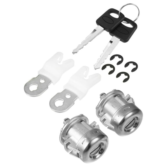 Unique Bargains 1 Set No.7C3Z1521990A Door Lock Cylinder with Key Set for Ford F150 1997-2011 Black, Silver Tone