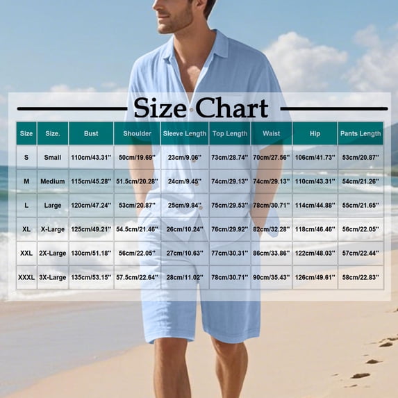 Cavosen Short Suits for Men 2PC Linen Big and Tall Oversized Short Sleeve Lapel Shirt Shorts Solid Vacation Sets