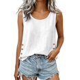 thumbnail image 6 of Women's Sleeveless Tank Tops Textured Loose Tunic Tops Button Slit Hem Casual Layering Shirts Solid Basic Tank Shirts Fashion Outfit White, 6 of 8
