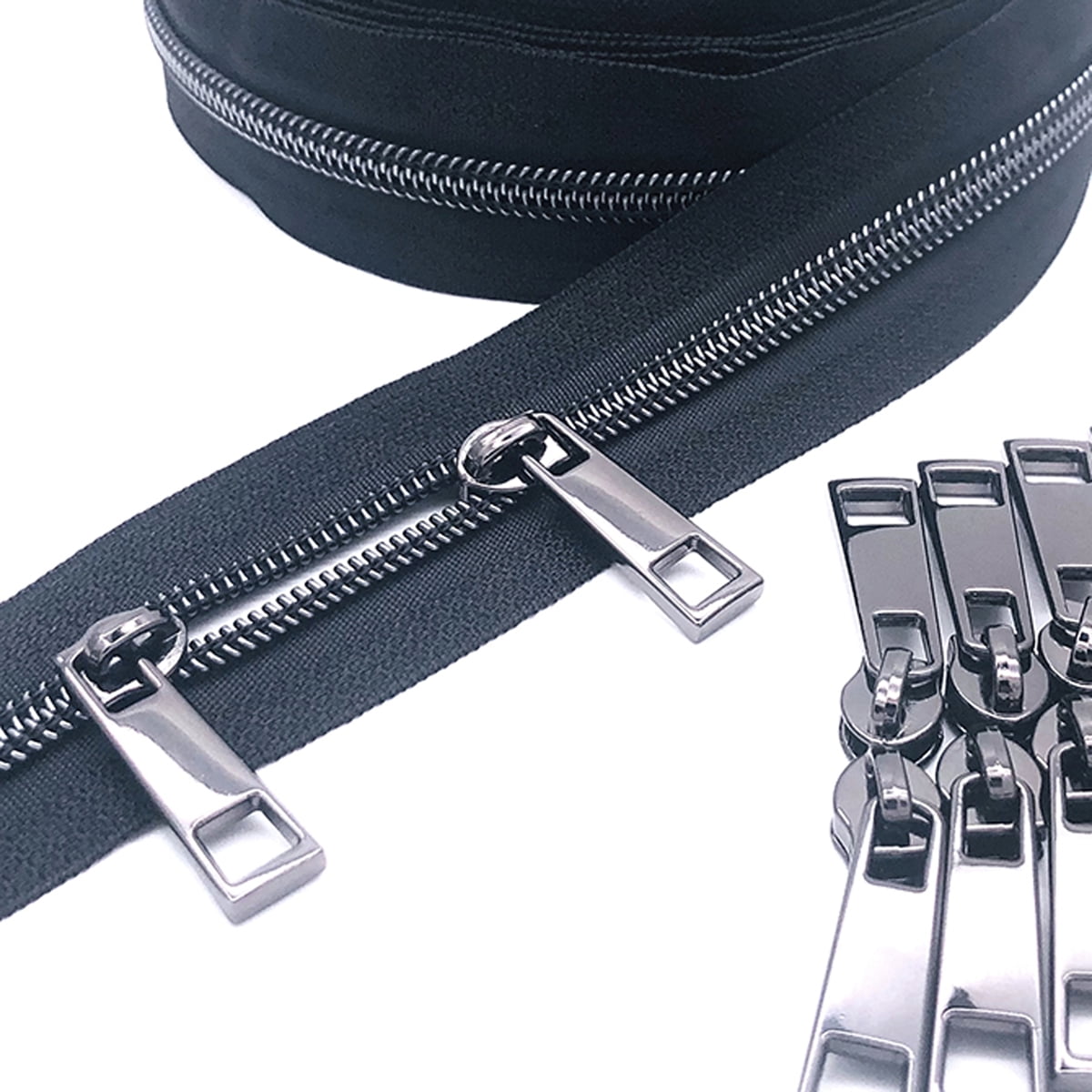 Goyunwell #5 Metal Zipper Pulls Bulk Black 20pcs Zipper Slider Coil Nylon  Zipper Pulls Charms for Purse Handbag Making