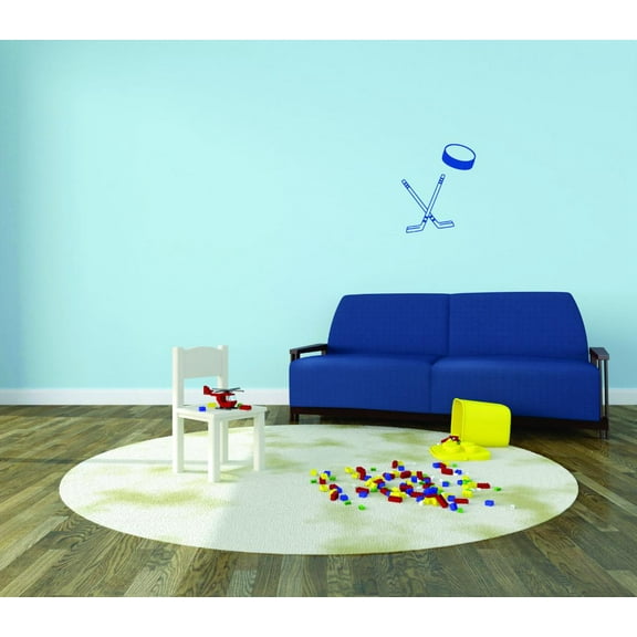 Hockey Puck Hockey Vinyl Wall Decal for Home - Goal Sports Net Puck Stick Goalie Ice Icing Cute Wall Decal Bedroom Living Room Entry - Removable High Tact - Size: 12 In x 20 In