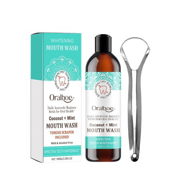 ZHAOCHENG Enjuague bucal con aceite de coco y menta de 100 ml. Contiene aceite de coco y aceite de menta.
