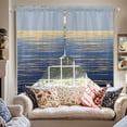 thumbnail image 2 of Abstract Blue Swag Curtain Valance for Windows, Ocean Golden Water Ripple Sunrise Horizon Window Treatments Short Swag Topper for Kitchen Windows Bathroom Bedroom, 28"x36", 2 of 8