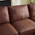 thumbnail image 5 of Dinosisco 82" L-Shape Sofa with Right Chaise, Suede Upholstered 3-Seater Couch for Living Room, Dark Brown, 5 of 8