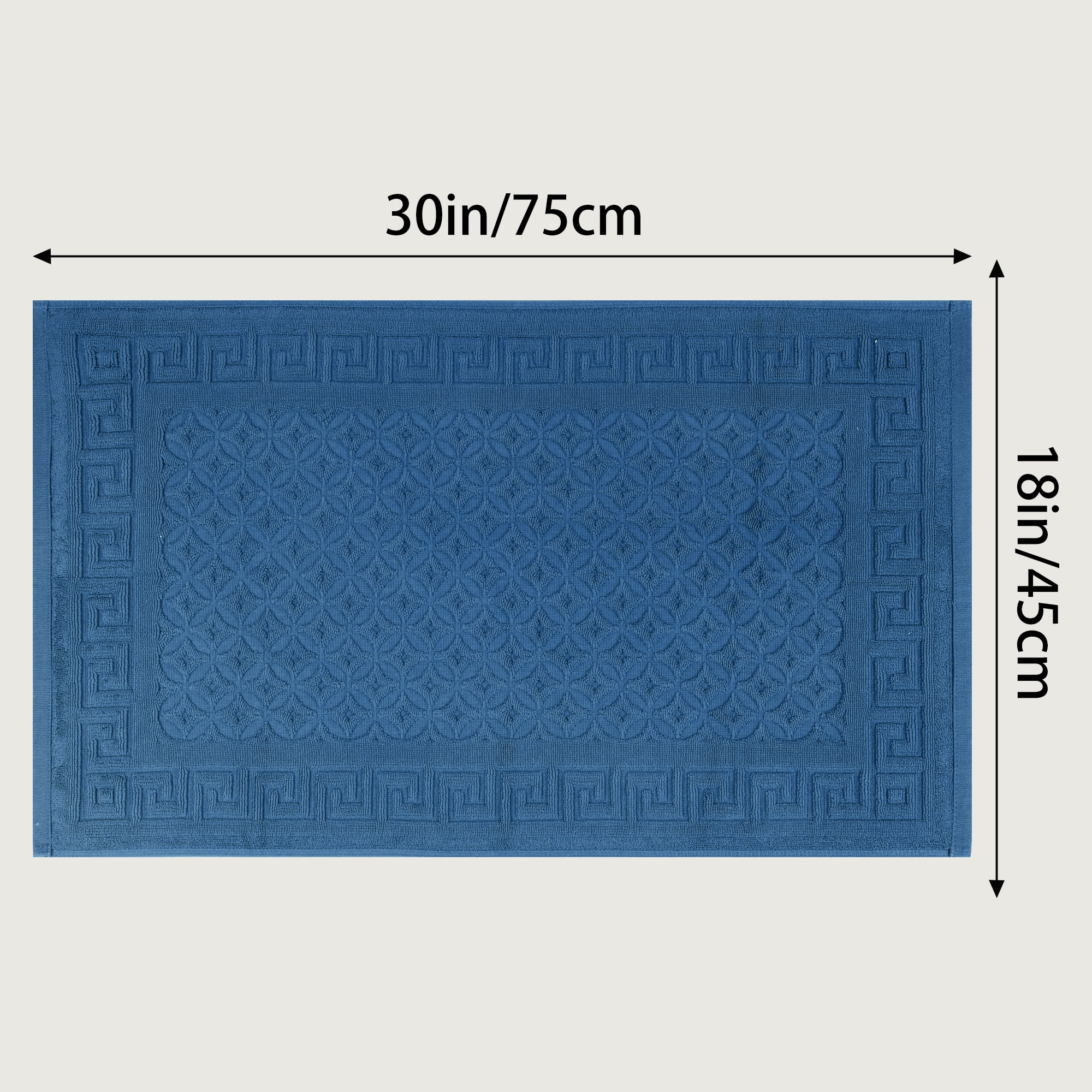 Unique Bargains Cotton Bath Mat Soft Bathroom Rug Absorbent Floor Towel Mats Blue
