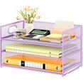 thumbnail image 1 of Letter Tray Paper Organizer with Handle Sliding Tray Metal Mesh Desk File Folder Paper Sorter Organizer for Home Office School Desk Supplies Organization, 1 of 7