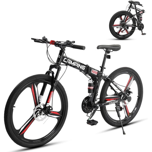 Ambifirner 26" Foldable Mountain Bike 21-Speed Shimano with 3-Spoke Wheels, High Carbon Steel Frame for Adults Men Women