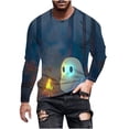 thumbnail image 2 of Yaoyar Men's Halloween Element Ghost Printed Pullover Long Sleeve Crew Neck T-Shirt Long Sleeve Crew Neck Top Multicolor XL, 2 of 5