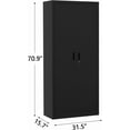 thumbnail image 2 of Armoire de Rangement en Métal de 71 Pouces, avec 4 Tablettes Ajustables et 2 Portes, Rangement de Garage Robuste avec Poignée Encastrée pour la Maison, le Bureau, l'Entrepôt, le Garage, Noir, 2 of 7