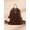 Coffee Brown, variant on Back to School Simple Oxford Backpack, Fluffy Pom Pom Lightweight Student Shoulder Bag for Women, Beige