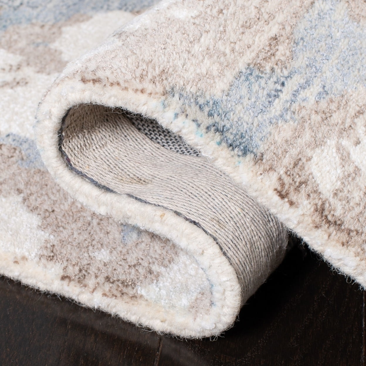 SAFAVIEH Restoration Vintage Conway Abstract Distressed Area Rug, Light Brown/Ivory, 6' x 6' Round