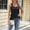 Black, variant on Women's Tanks Sleek Summer Solid Round Neck Sleeveless Shirt with Metal Button Vest Black L
