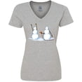 thumbnail image 3 of Inktastic Snowman Stickup with Hairdryer Women's V-Neck T-Shirt, 3 of 5