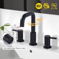 thumbnail image 5 of Wowow Widespread Double Handle High-Arc Bathroom Faucet with Pop-Up Drain in Matte Black, 5 of 7