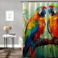 thumbnail image 2 of Orinice Parrots Branch Leaves Bathroom Decor Set Colorful Luxurious Graphic Print Polyester Fabric Shower Curtain with Hooks 69x72, 2 of 7