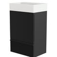 thumbnail image 3 of Striped Matt Black Bathroom Vanity with Single Door and Drawer for Space-Saving, 3 of 6