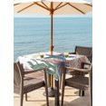 thumbnail image 3 of Outdoor Tablecloth with Umbrella Hole for Patio/Picnic/Party/Camping, Coastal Starfish Waterproof Table Cloth Square Cover Washable, Ocean Fish Beach Seaweed Marine Coral (60"x 60"), 3 of 9